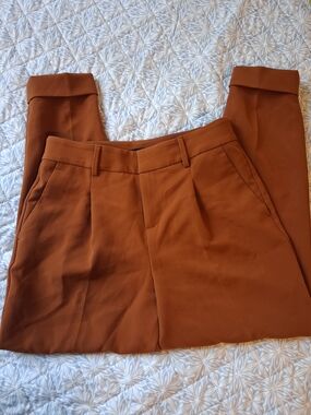 Banana Republic Women's Rust Brown High-Rise Pleated Trousers Pants Size 2